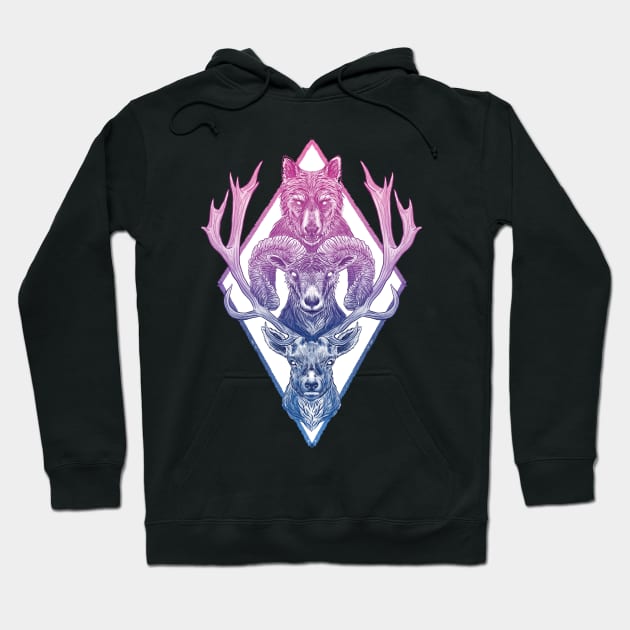 Wolf Ram Hart (Color) Hoodie by bovaart